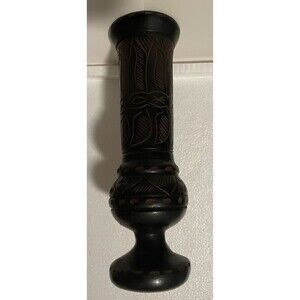 Vintage Carved Etched Wooden Vase